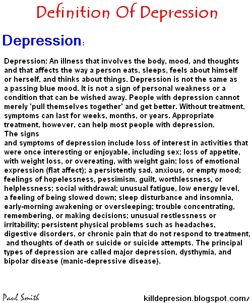 definition essay about depression